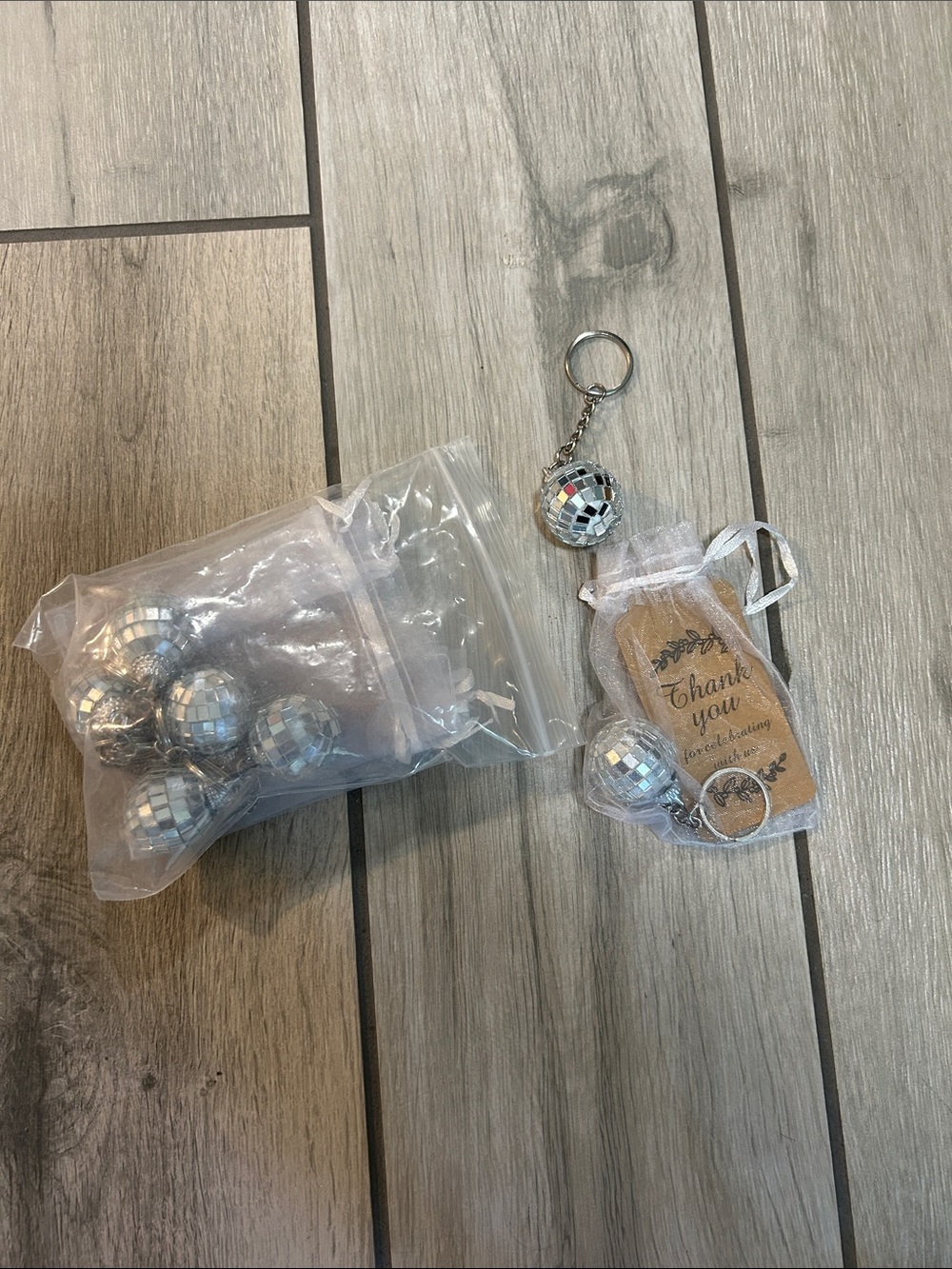 Silver Disco Ball Keychain Favor - Party Supplies